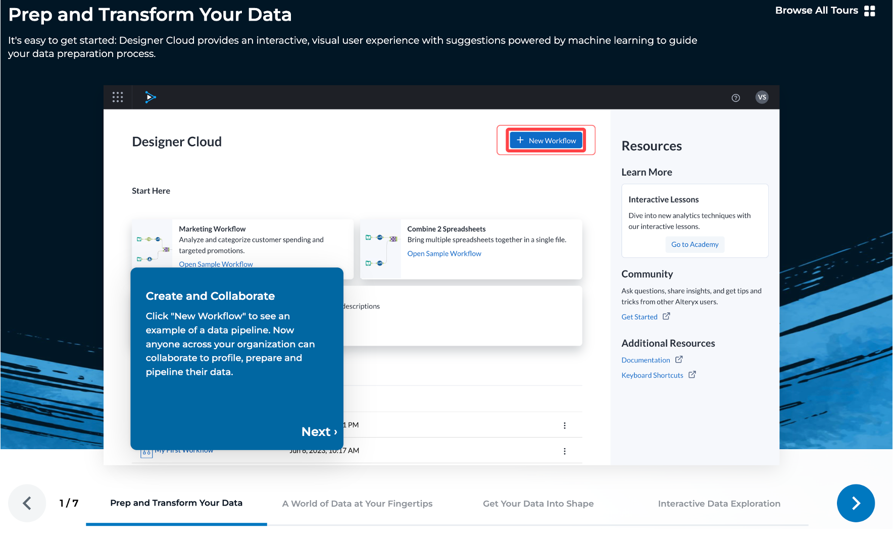 screenshot of Alteryx Designer Cloud